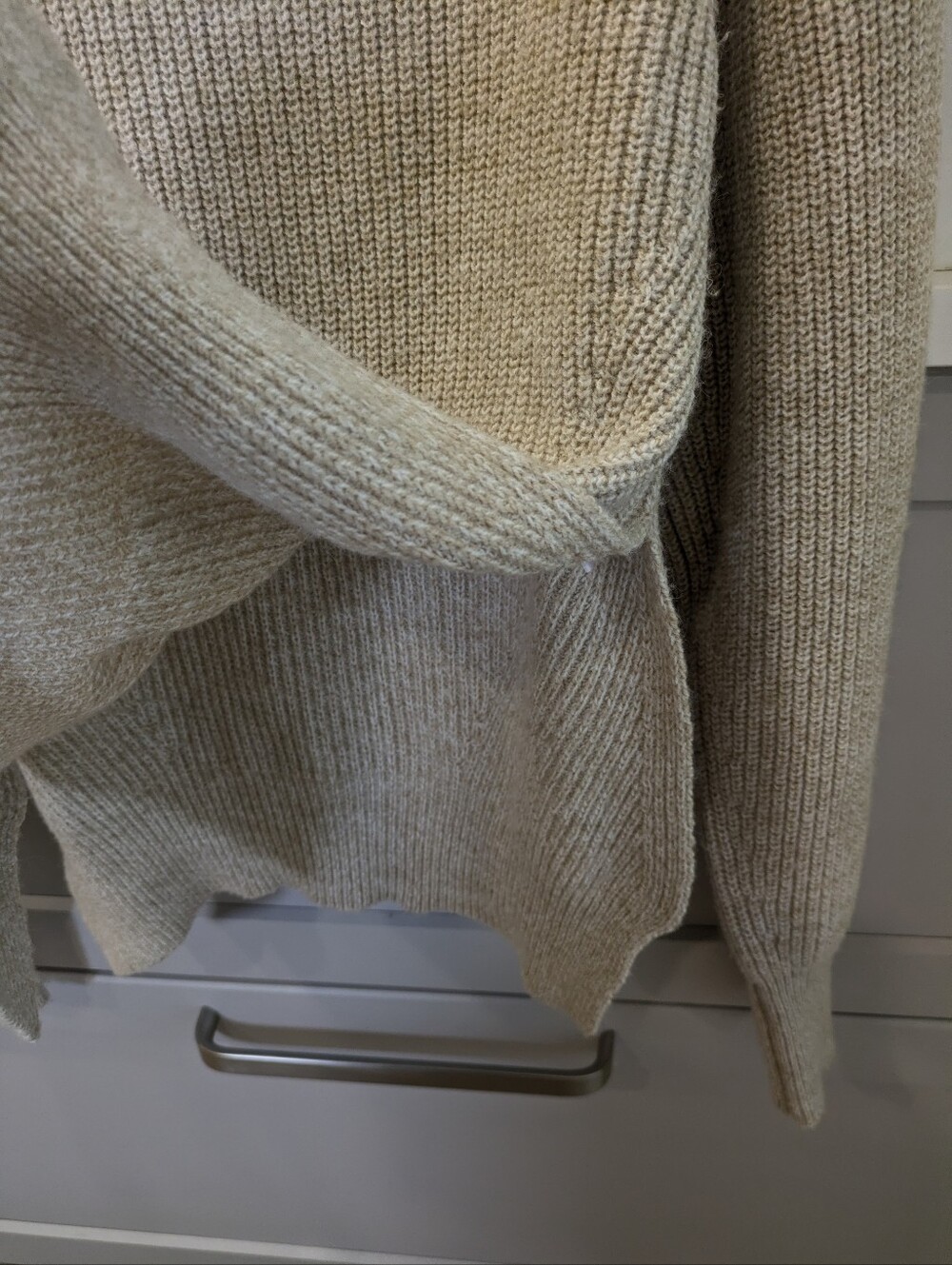 Modern Citizen Fisherman Sweater XS Oatmeal Tan Chunky Knit Side Slit Old Money - Picture 6 of 9